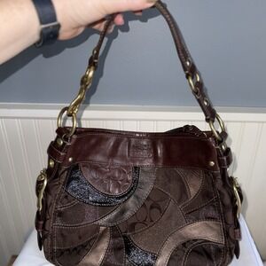 COACH Zoe Patchwork Brown Leather Hobo Shoulder Bag Handbag Purse Y2K